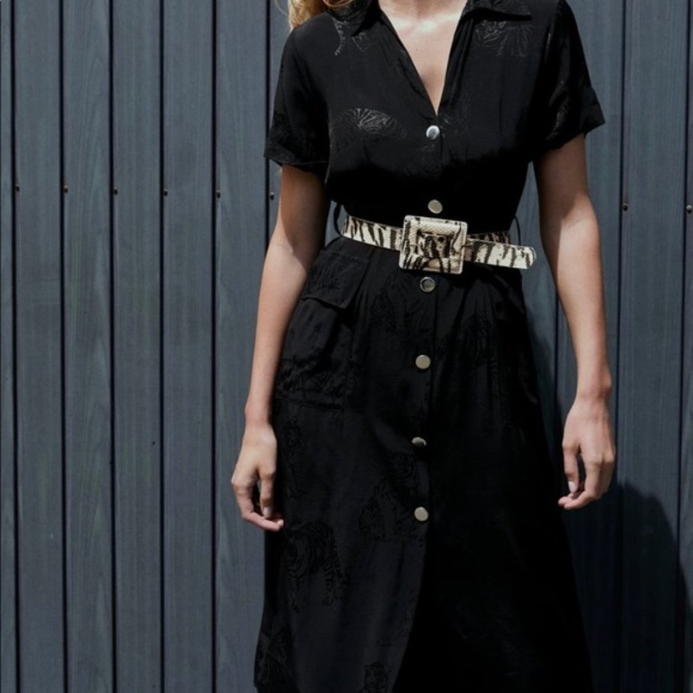 Zara Black Midi Shirt Dress